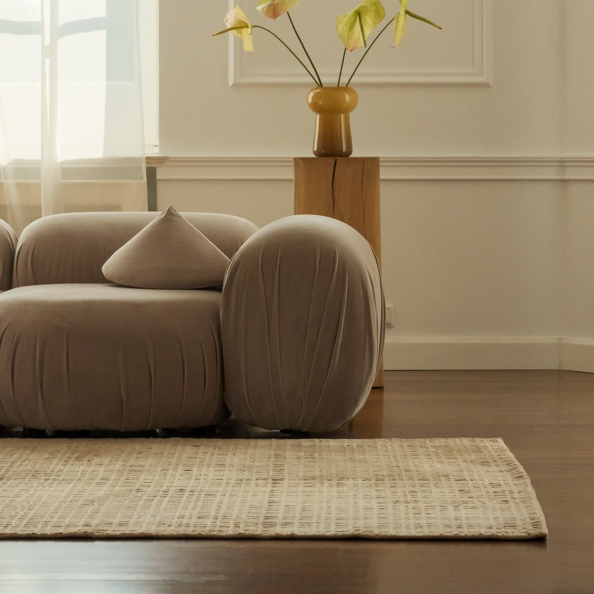 Tapis Gamino tissé en Tencel avec un motif à carreaux à deux niveaux, de style moderne - photo 2
