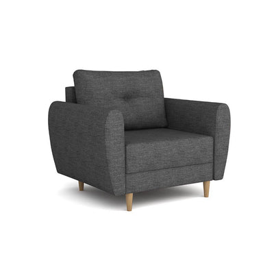 Harmi-fauteuil 90 cm Inktblauw Leisteen (SAWANA 06) – Scandinavische gestoffeerde fauteuil met knopen op de rugleuning