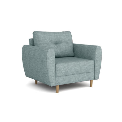 Harmi-fauteuil 90 cm Zilverkleurig Beton (SAWANA 29) – Scandinavische gestoffeerde fauteuil met knop op de rugleuning
