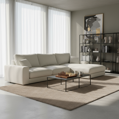 Harvesty 4–5 Seater Premium Corner Sofa, Minimalist Style – in a room setting