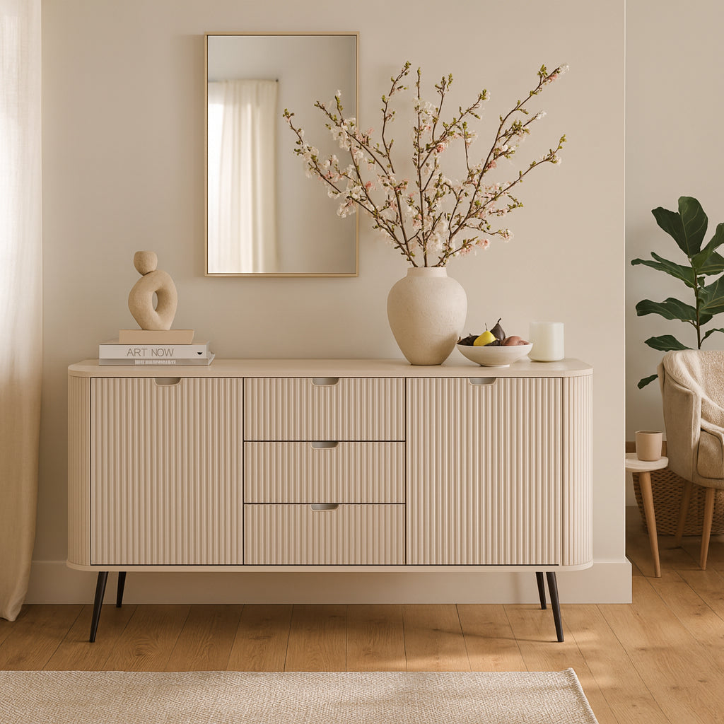 Eva Sideboard with Doors and Drawers 168x87, Modern Style – in a room setting