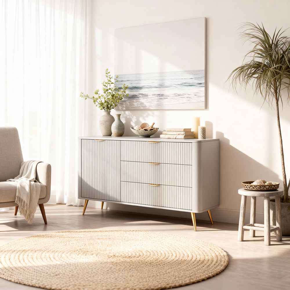 Laanti Sideboard with Drawers and Doors 138x81, Elegant Style – in a room setting