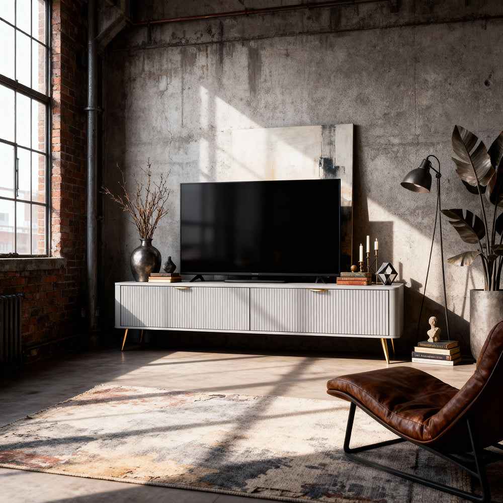 Laanti TV Unit / TV Stand 200x51, Modern Style – in a room setting