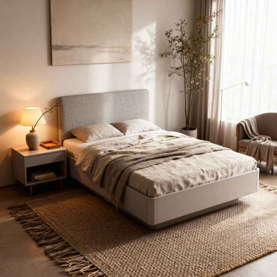 Laanti Upholstered Ottoman Bed with Storage 160x200, Modern Style – in a room setting