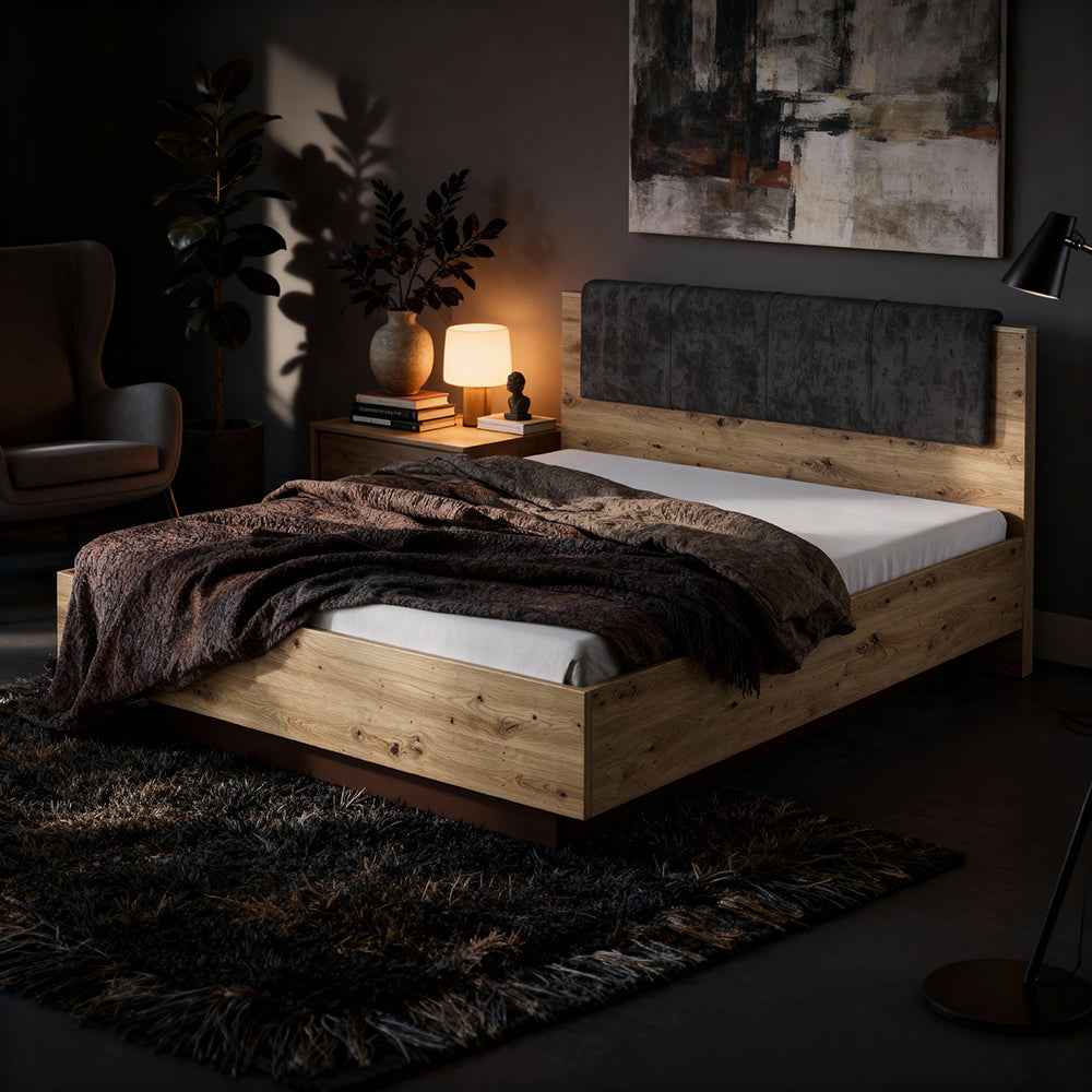 Armelia Upholstered Ottoman Bed with Storage 160x200 – in a room setting