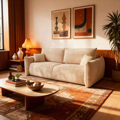 Alloro 3 Seater Sofa Bed 145x200 with Storage, Modern Style – in a room setting