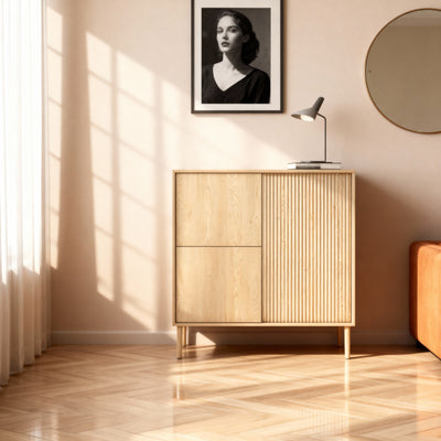 Viola 3-door Sideboard 104x122, Japandi Style – in a room setting