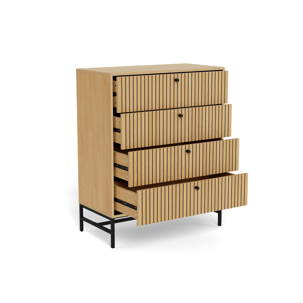 Commode Bambouz 81 x 100 avec quatre tiroirs coulissants – une commode spacieuse à tiroirs