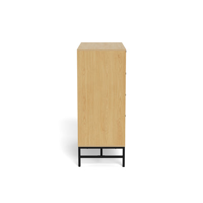 Commode Bambouz 81 x 100 – vue de profil sur le côté lisse couleur chêne et le piètement en acier