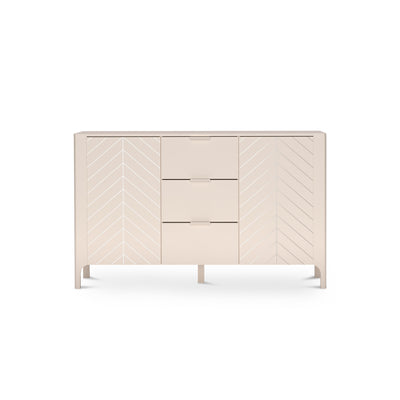 Commode EKLIPSO 153x95 avec façades à chevrons de style moderne, coloris cachemire - vue de face | Pillovely