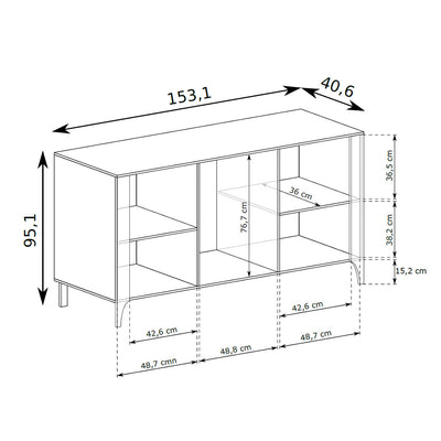 Commode EKLIPSO 153x95 avec façades à chevrons de style moderne - dessin coté | Pillovely