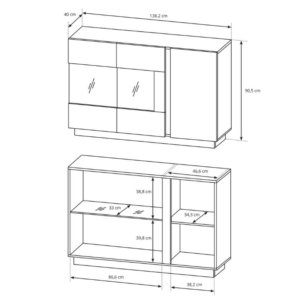 Armelia Sideboard with Glass Display Cabinet 138x91, Modern Style – photo 4