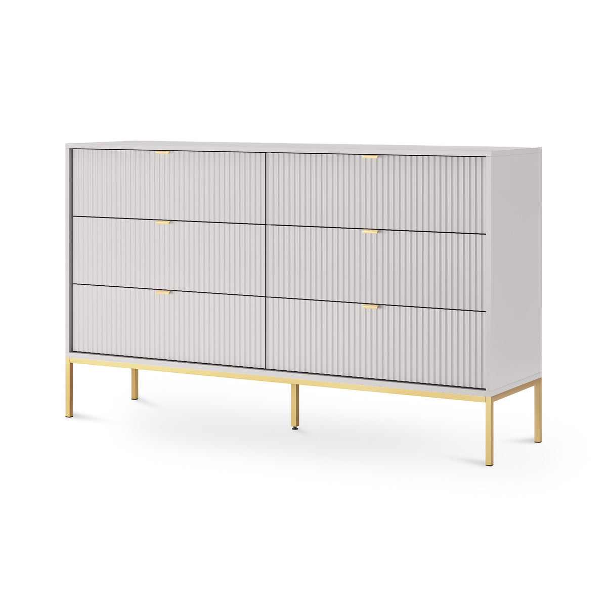 Roza Chest of Drawers 154x91, Glamour Style – Gray, Gold