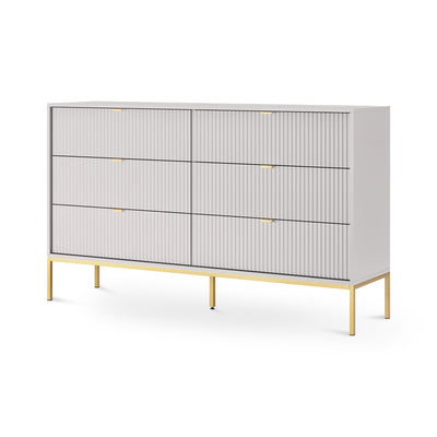 Roza Chest of Drawers 154x91, Glamour Style – Gray, Gold