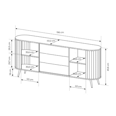 Llovia Sideboard with Sliding Doors and Drawers 196x82, Modern Style