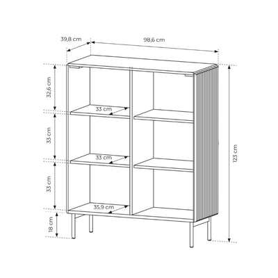 MuzZI Tall Sideboard with Doors 99x123, Modern Style – dimensions drawing