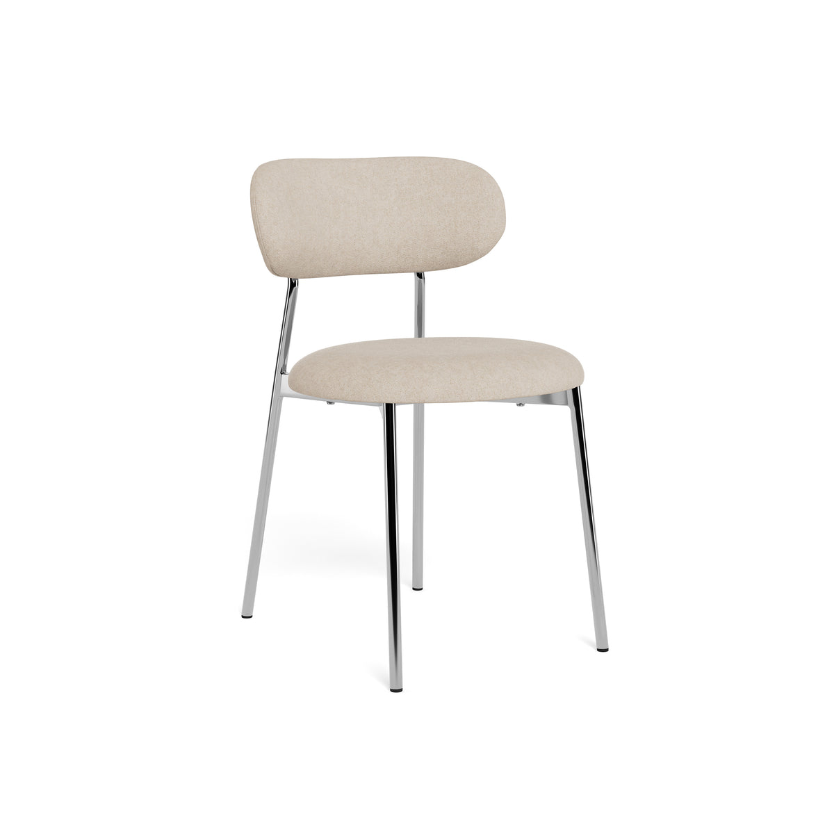 Chaise Dotto 47 x 79, couleur sable avec bordure en biais – chaise rembourrée claire sur pieds chromés