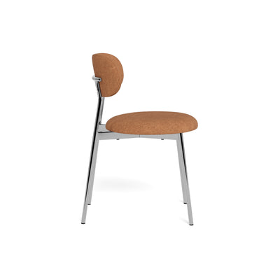 Chaise Dotto 47 x 79, couleur terre cuite sur le côté – profil de l'assise et piètement chromé, chaise rembourrée