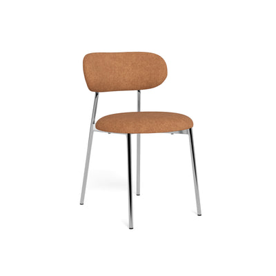 Chaise Dotto 47 x 79, couleur terre cuite avec bord en biais – chaise de salle à manger rembourrée sur pieds chromés