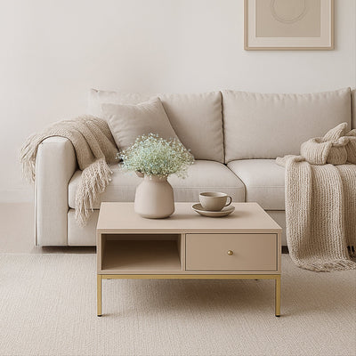 Kviat Coffee Table 104x47 cm with Drawer, Modern Classic Style – photo 2