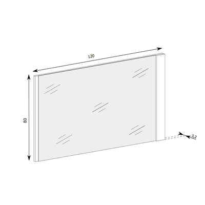 Spiegel Korin 120x80 – maattekening met breedte, hoogte en dikte