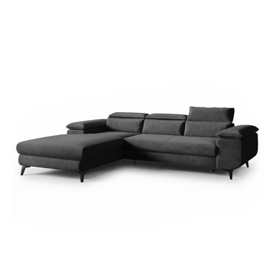 Canapé d'angle Bessi 276x205, version gauche, Ombre Graphite (MONOLITH 92), avec appuie-têtes – canapé d'angle moderne pour le salon