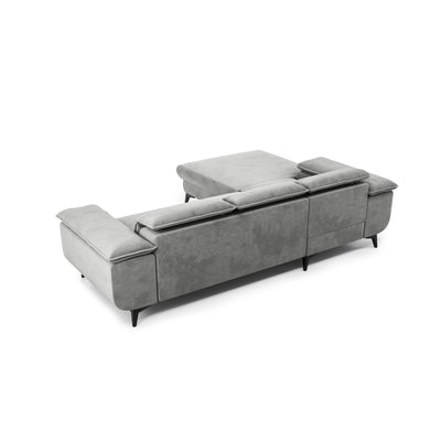 Canapé d'angle Bessi 276x205 Brume Grise (MONOLITH 84) – vue arrière du dossier rembourré, canapé d'angle à placer au centre du salon