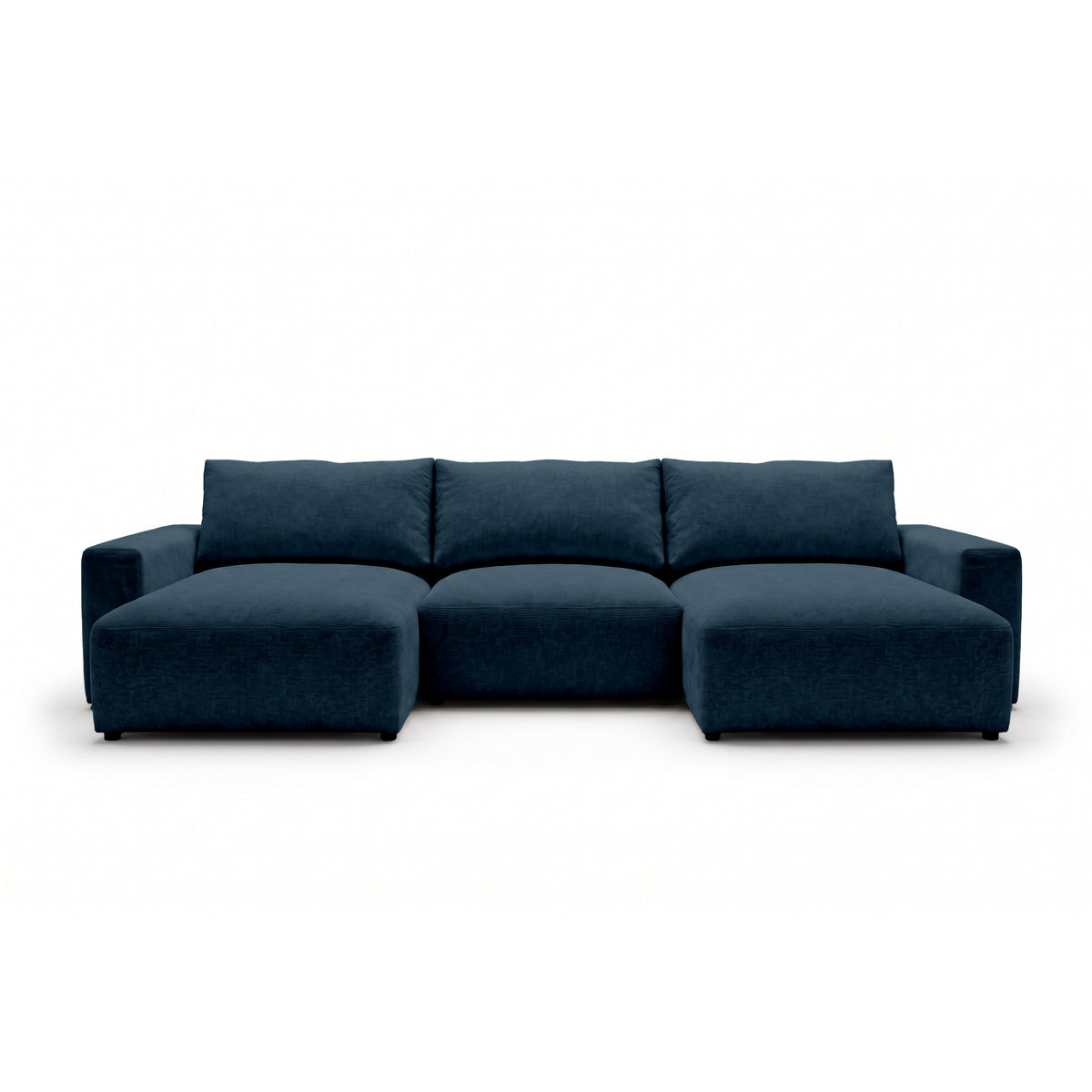 Modulaire hoekbank U Iskeli 361 cm Inktzwart Graniet (ARAGON 74), vooraanzicht – hoekbank met twee chaise longues in Aragon-stof