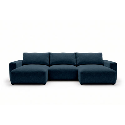 Modulaire hoekbank U Iskeli 361 cm Inktzwart Graniet (ARAGON 74), vooraanzicht – hoekbank met twee chaise longues in Aragon-stof
