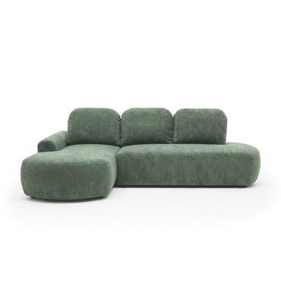 Moluni-hoekbank 263 cm Groen (BELLINI 15), linkszijdig – hoekbank in japandi-stijl