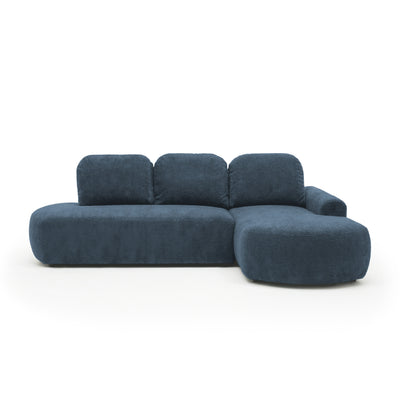Moluni-hoekbank 263 cm Donkerblauw (BELLINI 18), rechtszijdig – uitklapbare hoekbank met opbergruimte