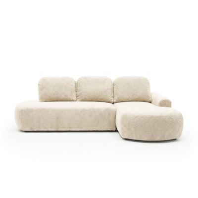 Moluni-hoekbank 263 cm Linnen (BELLINI 20), rechtszijdig – pluche hoekbank met chaise longue