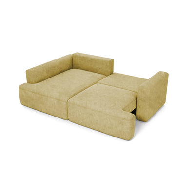 Canapé d'angle Senvali 240 cm Sépia Dorée (CLOUD 32) une fois déplié – surface de couchage 198 × 140 cm, canapé d'angle pour dormir