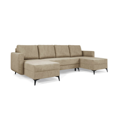 U-hoekbank Forra 303 cm Poederbruin (MANILA 02) in een warme beige tint