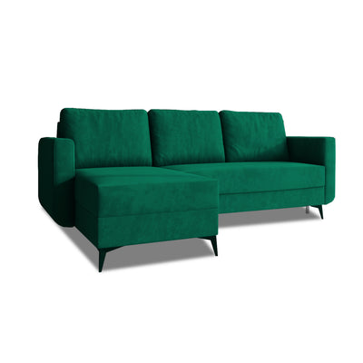 Hoekbank met slaapfunctie Forra Bosmos (MANILA 35), linkszijdige versie, fluwelen Manila-stof
