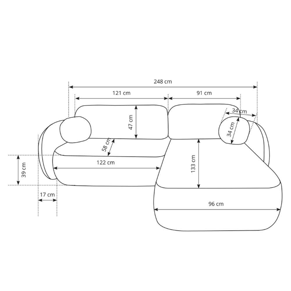 Olemo Corner Sofa Bed DL 248 cm, Modern Style, Aragon Fabric – photo 7