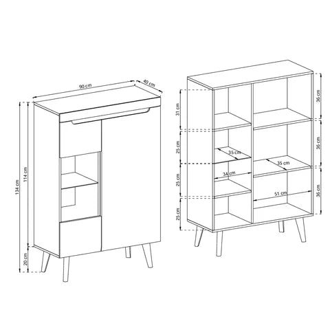 Trava Glass Display Cabinet 90x134 cm, Scandinavian Style – photo 4