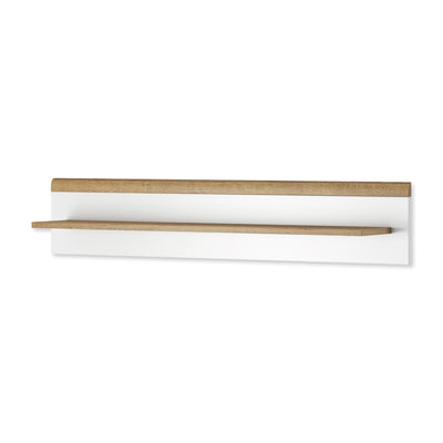 Lato Wall Shelf 107x20 cm, Scandinavian Style – Riviera Oak and White, Minimalist Form – main photo | Pillovely