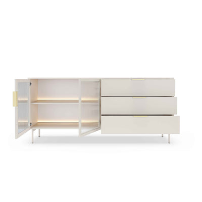 Lummer Sideboard with Doors and Drawers 181x83, Modern Style – with doors open