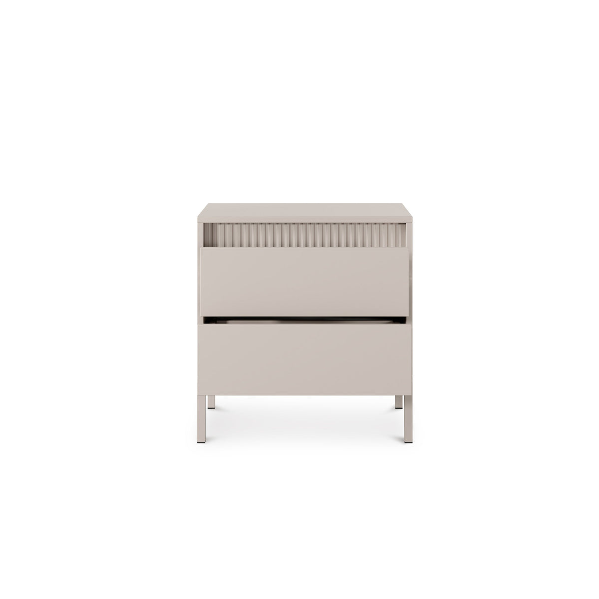 Senra Bedside Table with 2 Drawers 54x56 cm, Modern Style – with doors open