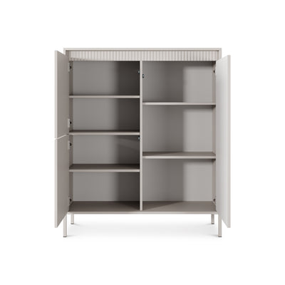 Senra 3-door Sideboard 104x123, Japandi Style – with doors open
