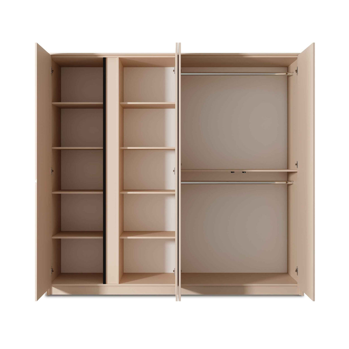 Dust 4-door Wardrobe 223x210 cm, Minimalist Style – with doors open