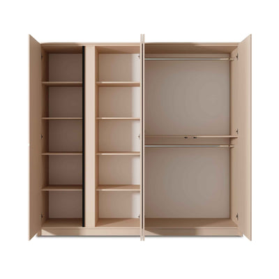 Dust 4-door Wardrobe 223x210 cm, Minimalist Style – with doors open