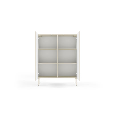 MuzZI Tall Sideboard with Doors 99x123, Modern Style – with doors open