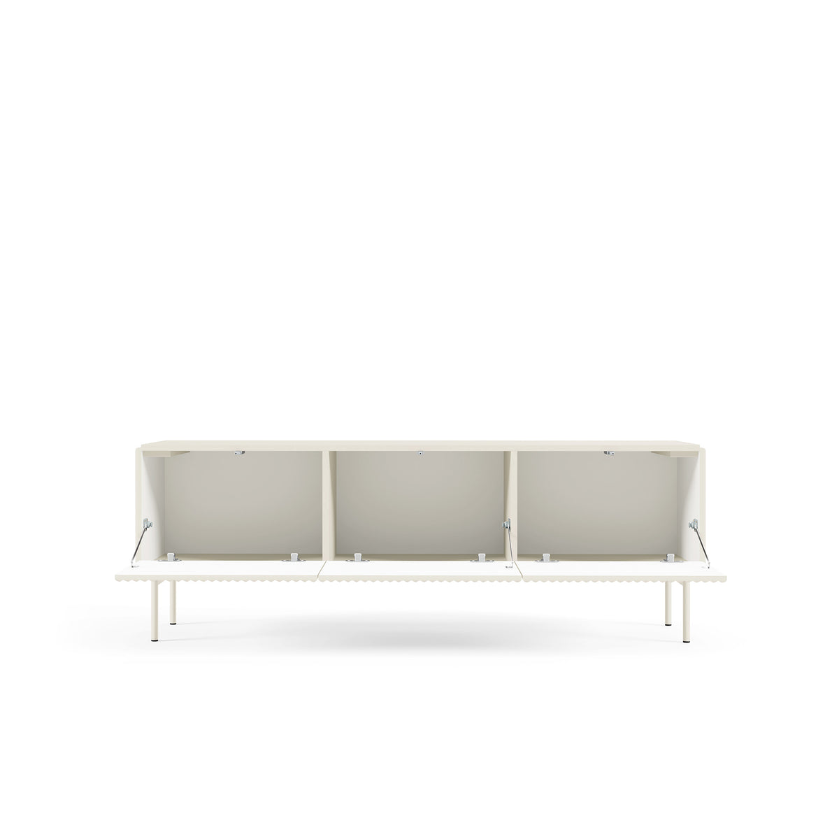 MuzZI TV Unit 147x51, Modern Style – with doors open