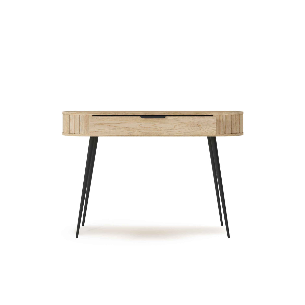 Llovia Dressing Table with Drawer 120x80 cm, Japandi Style – with doors open