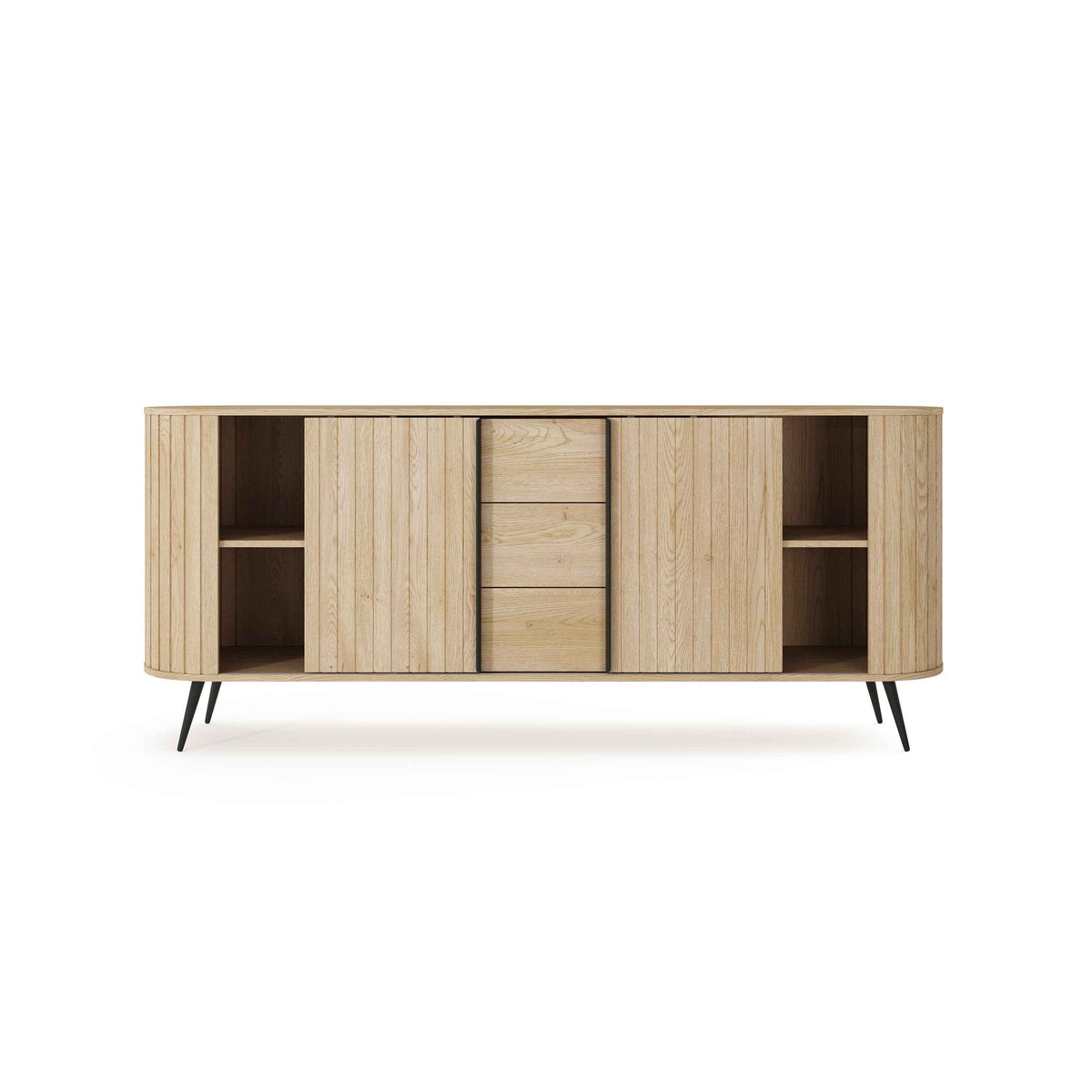 Llovia Sideboard with Sliding Doors and Drawers 196x82, Modern Style