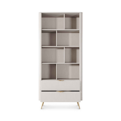 Laanti Bookcase 88x194 with Shelves, Elegant Style – with doors open
