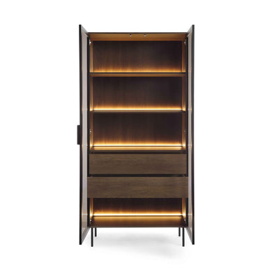 Lummer Glass Display Cabinet 91x195 cm, Modern Style – with doors open