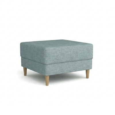 Pouf Harmi 66x66 Béton Argenté (SAWANA 29) – pouf rembourré en tissu tressé, sur pieds en hêtre
